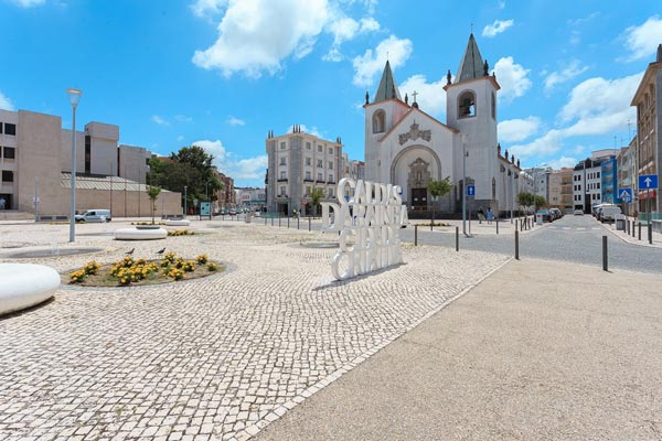 Church and town square city hall Caldas da Rainha